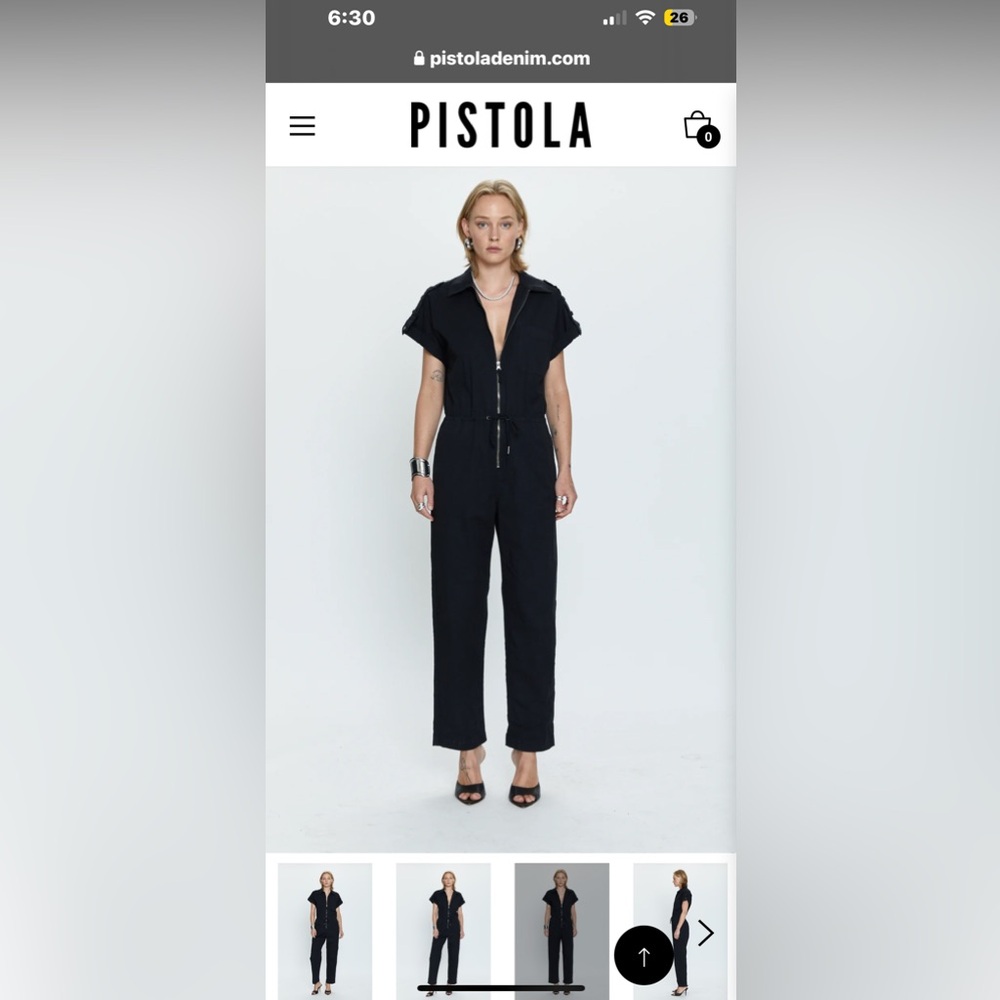 Pistola Jordan Short Sleeve Zip Front Jumpsuit